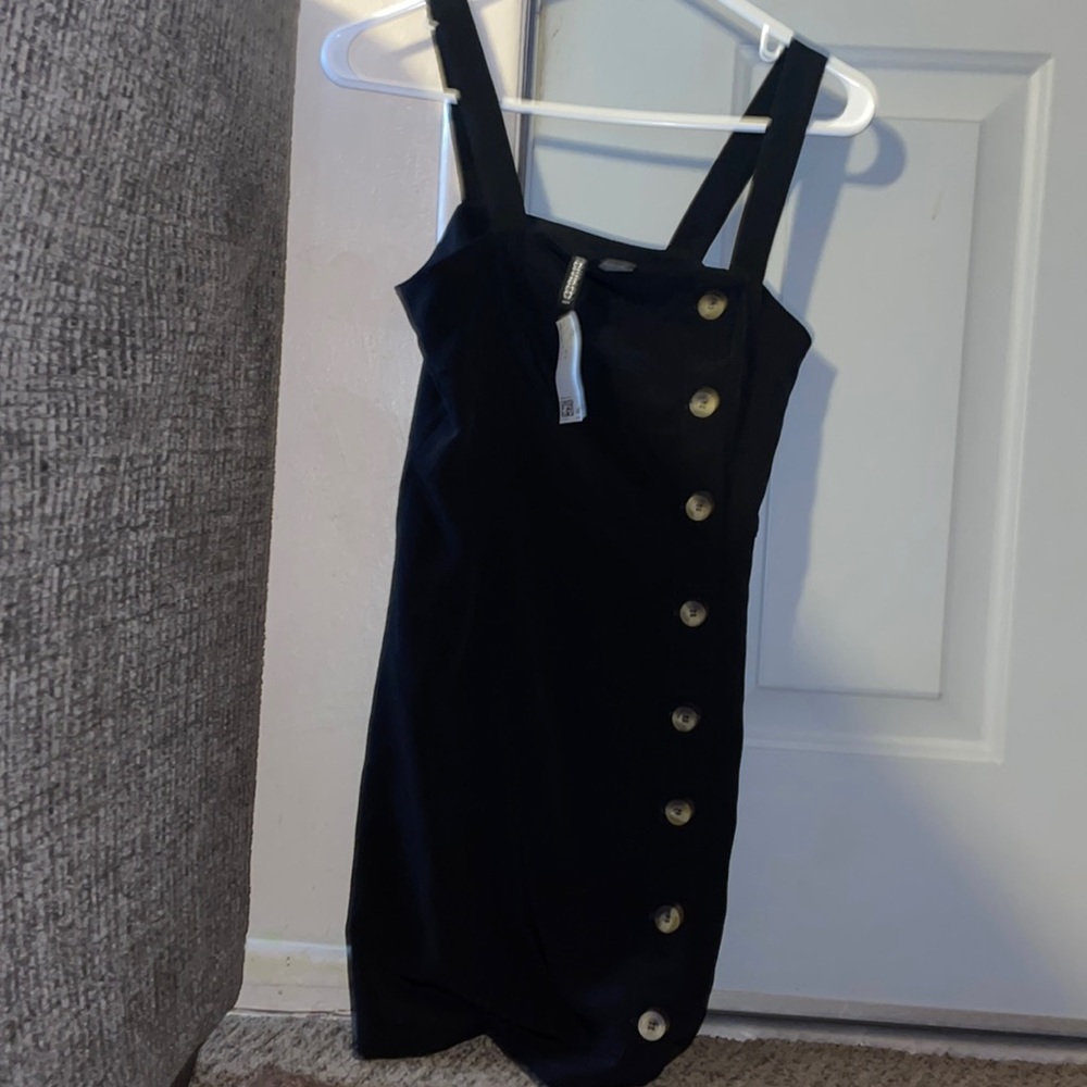 Black mini button up dress